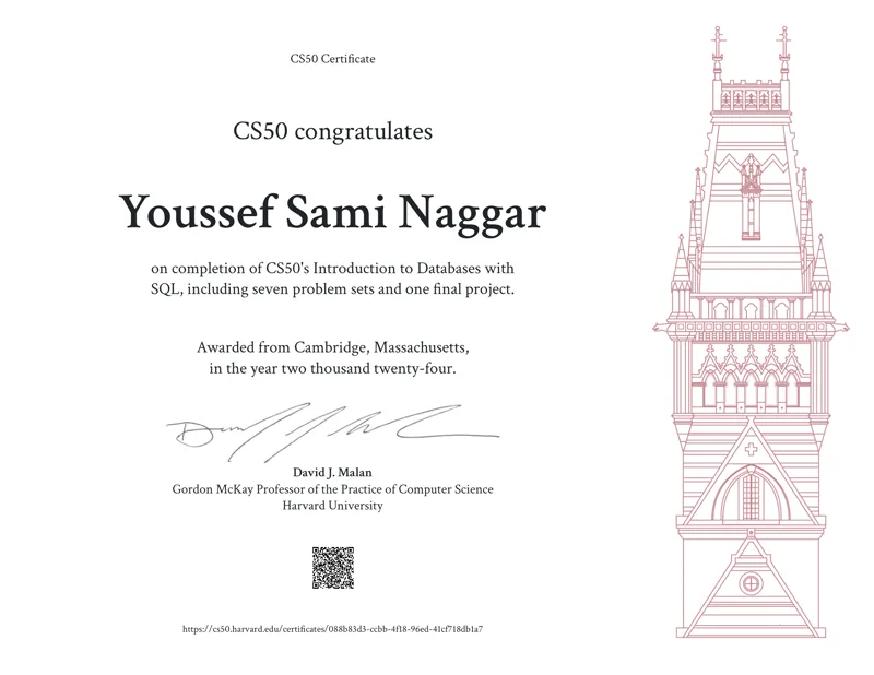 Harvard CS50 SQL Certificate